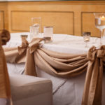 Table decorations and ribbons, wedding ceremony at Mercure York Fairfield Manor Hotel