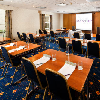 The Pioneer meeting room at Mercure York Fairfield Manor Hotel, projector