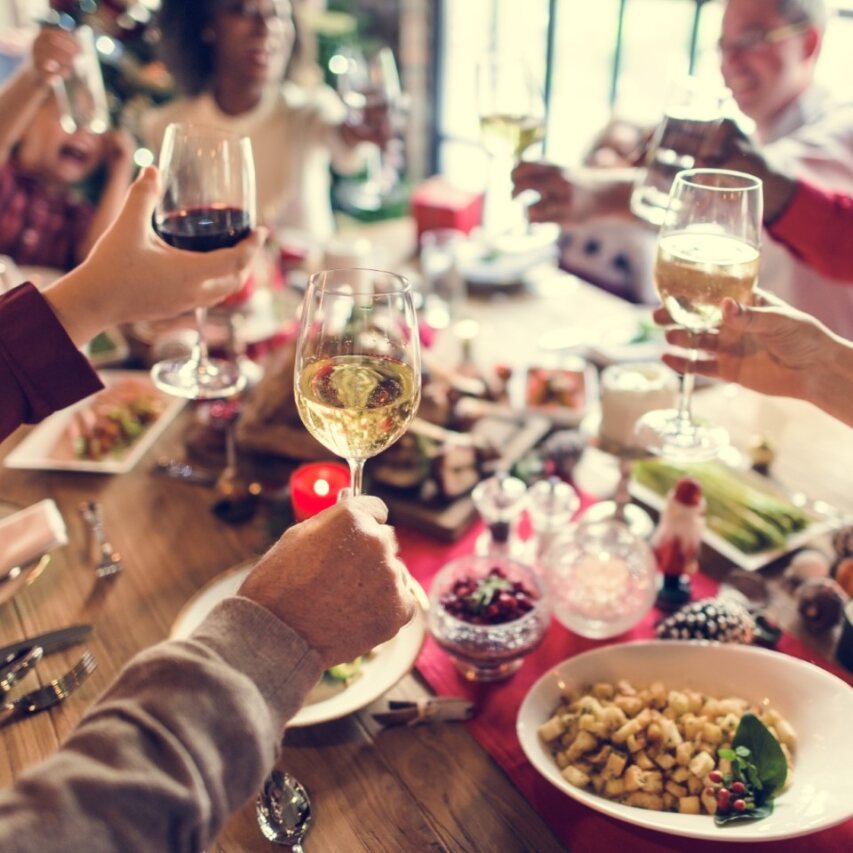 table filled with festive food