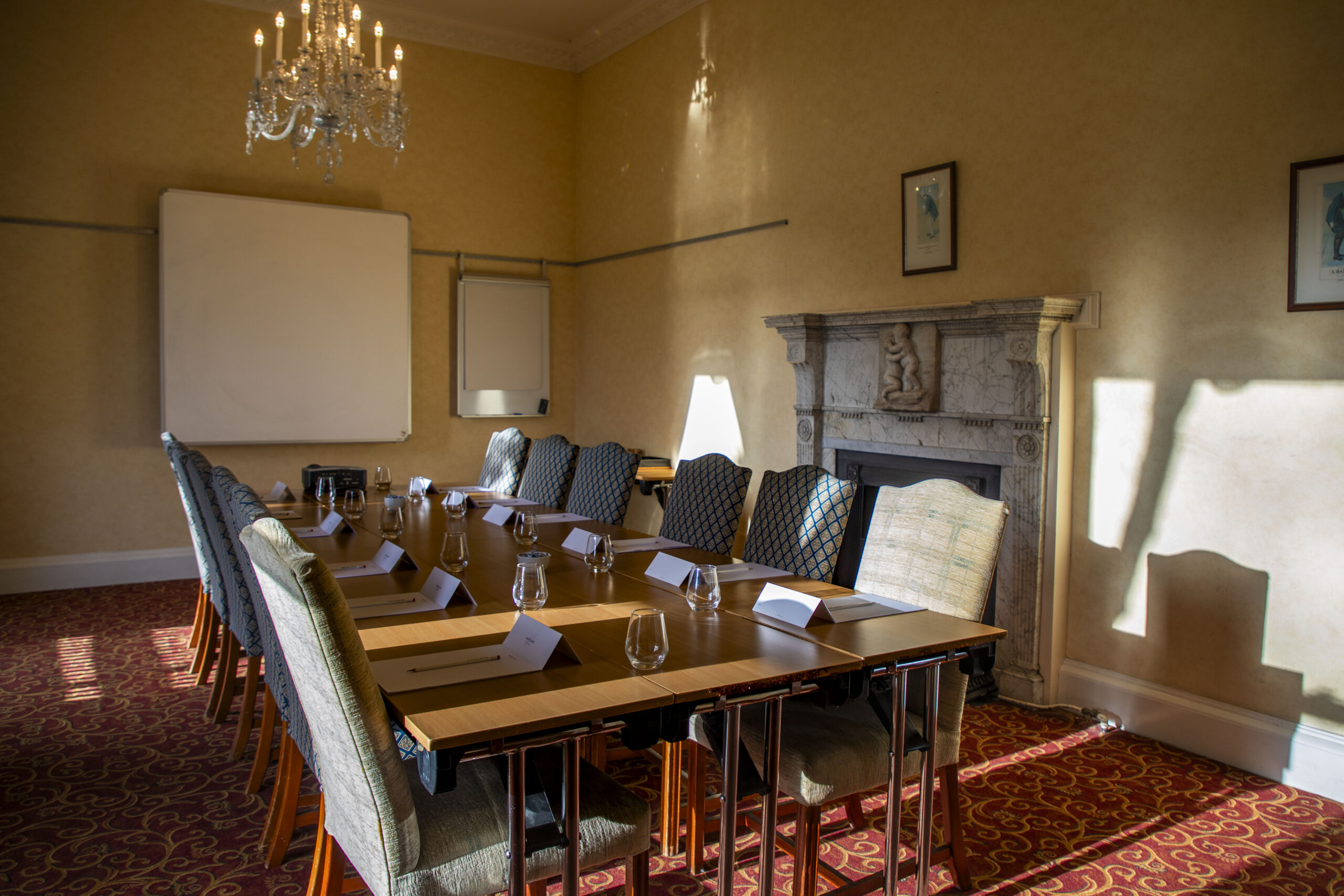 The Cambridge meeting room at Mercure York Fairfield Manor Hotel, set up for a meeting